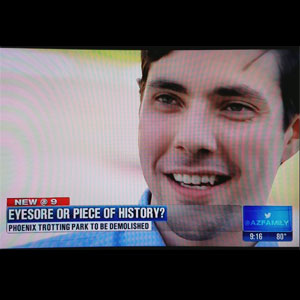 Talking to the local news about the Phoenix Trotting Park