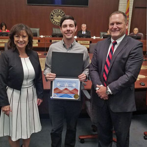 Trevor with City of Peoria Mayor Cathy Carlat and Councilmember Michael Finn